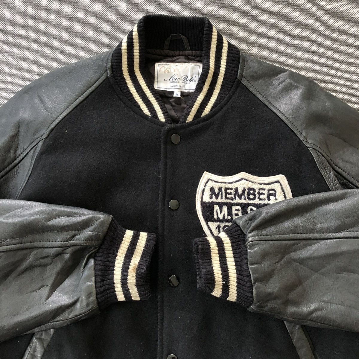 Macbeth MACBETH Nice Back Design Wool Leather Sleeve Varsity Jacket Size US M / EU 48-50 / 2 - 7 Thumbnail