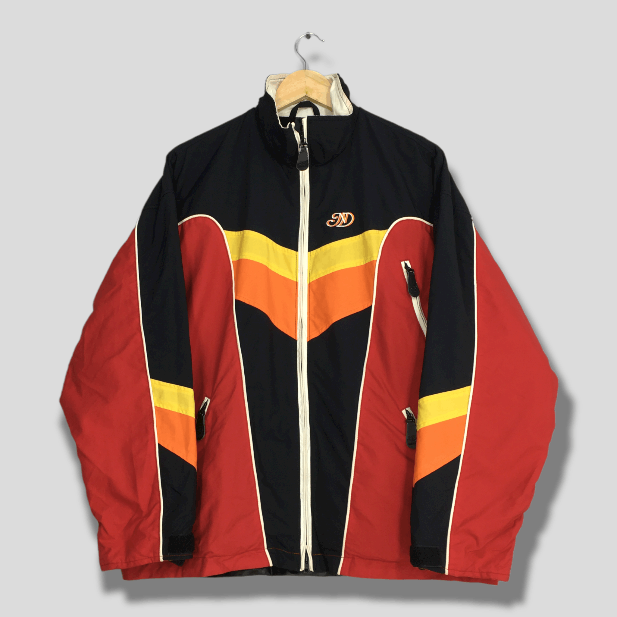 image of Bomber Jacket x Ski Vintage Naked Gelanots Multicolor 80's Retro Ski Jacket, Men's (Size Medium)