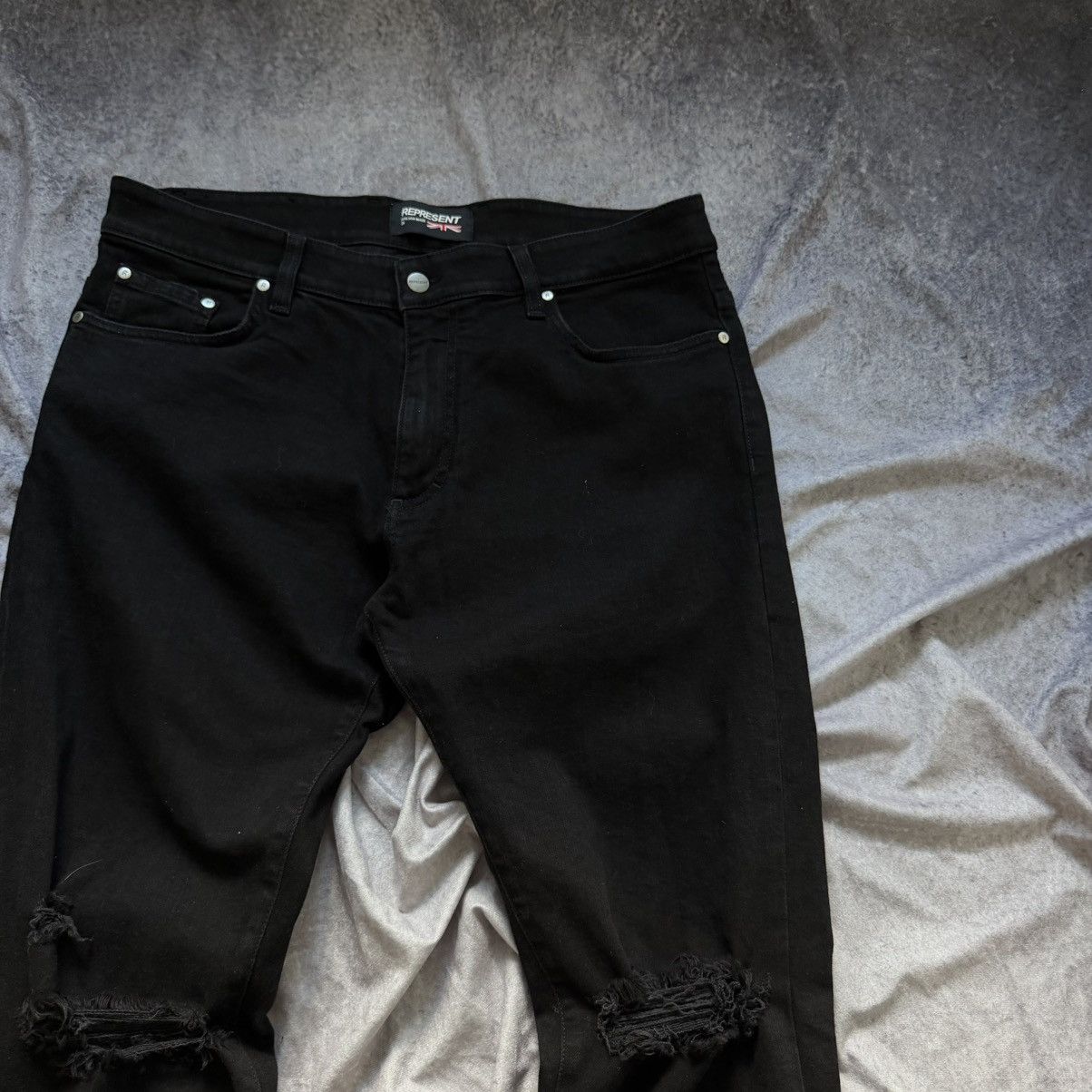 Represent Clo. Represent Distressed Slim Black Jeans Italian Made Denim Size US 36 / EU 52 - 9 Thumbnail