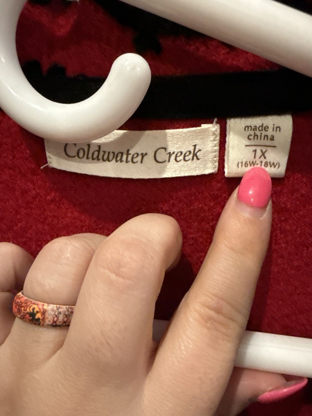 Coldwater Creek Red coat with black scroll details Size XL / US 12-14 / IT 48-50 - 3 Thumbnail