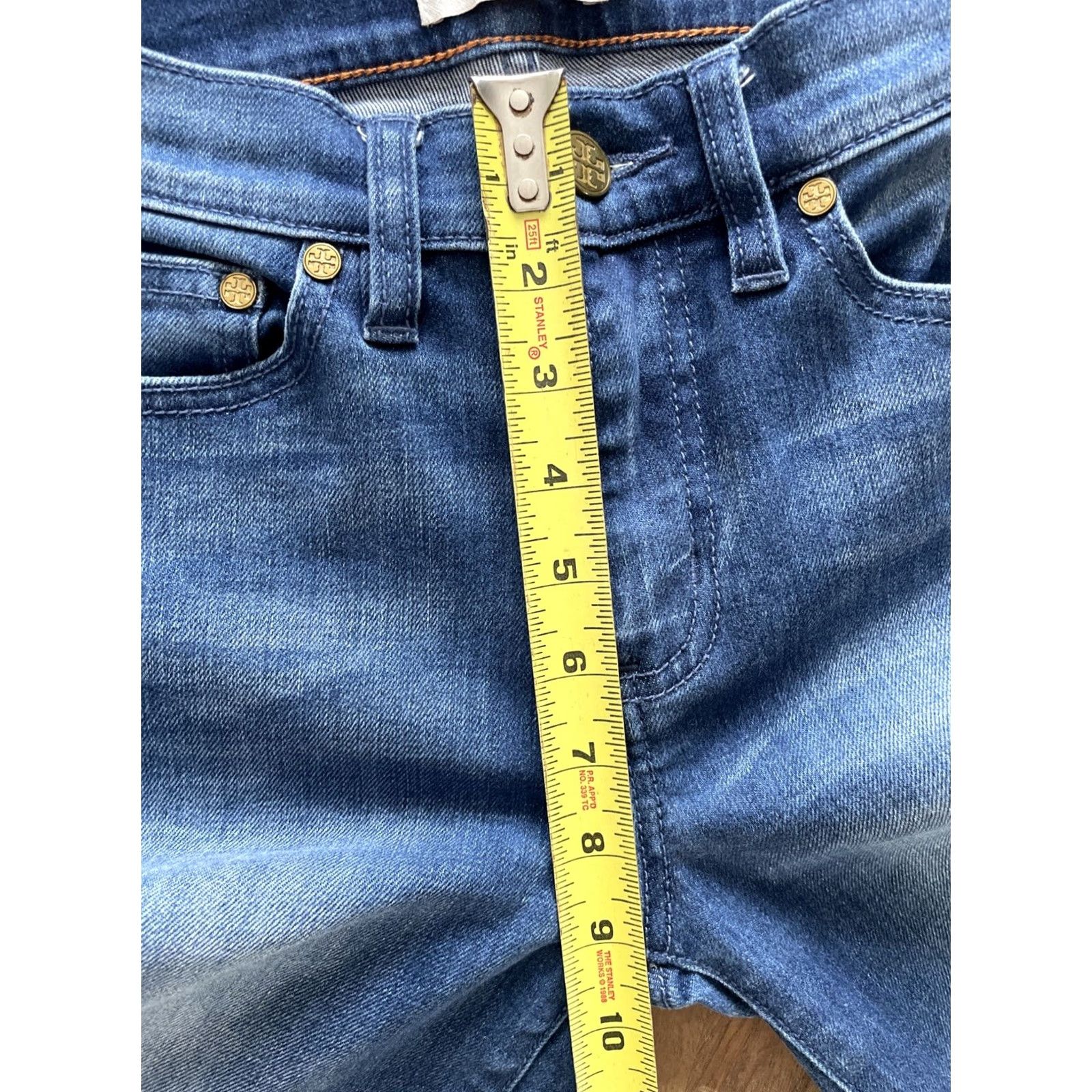 Tory Burch Tory Burch Jeans Womens Flared Leg 24x28 Denim Medium Wash 5-Pocket Regular Mid Rise Cotton Spandex Blue Logo Zipper Button Size 42" / US 20 - 7 Thumbnail