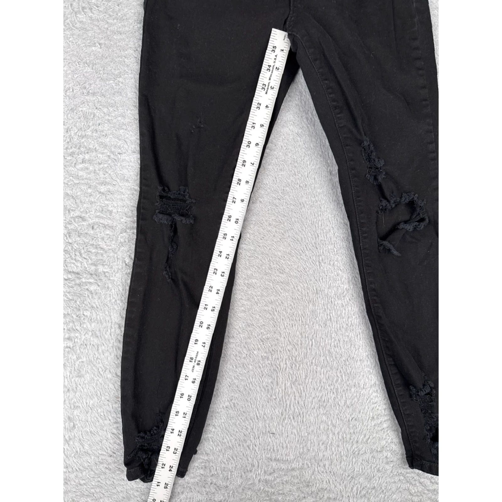 Denime Cello Jeans Junior 5 Black Denim Skinny Tapered Distressed Cotton 25x25 Size 27" / US 4 / IT 40 - 7 Thumbnail