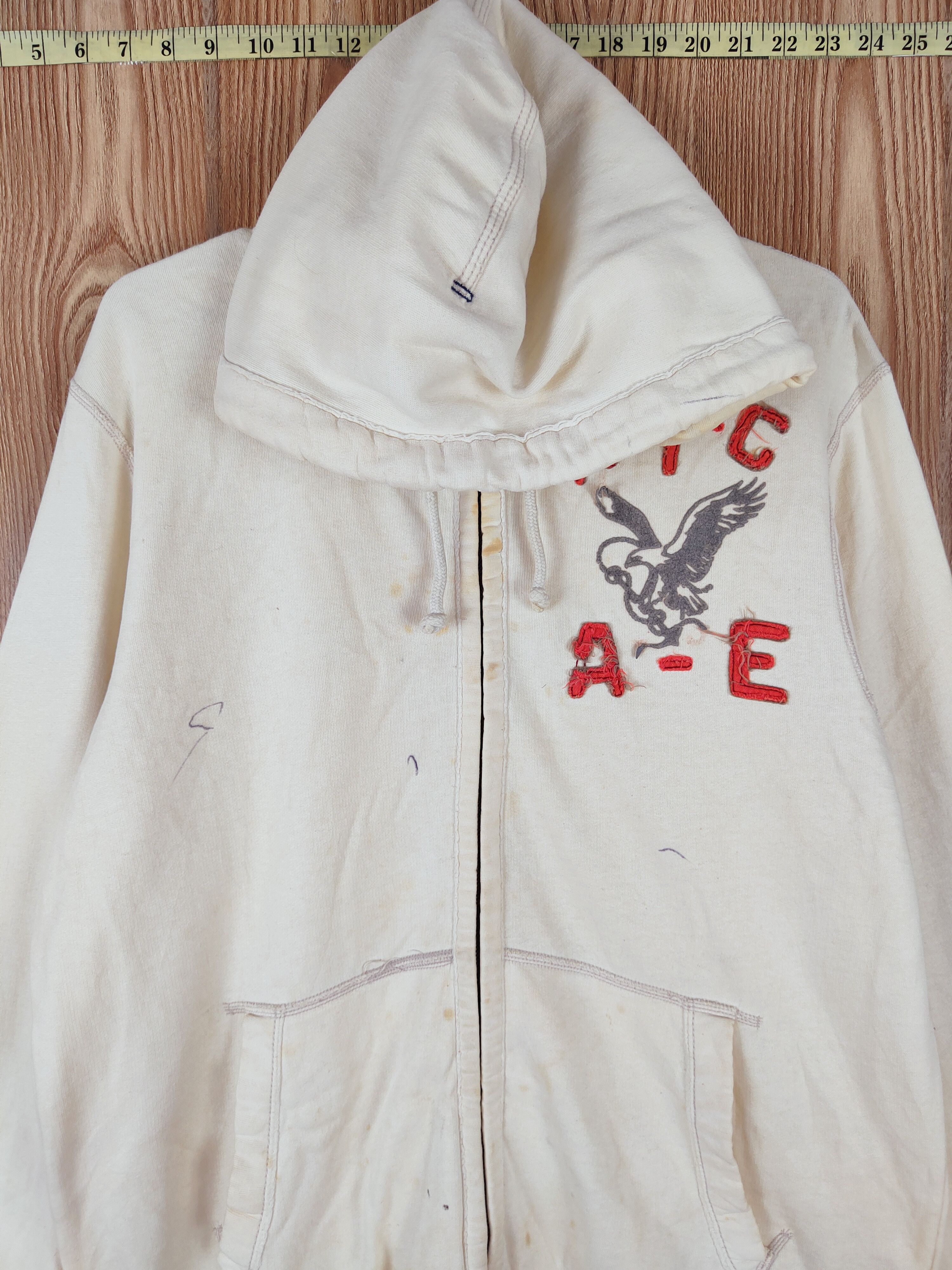 American Eagle Outfitters × Vintage American Eagle Outfitters Faded Cream Hoodie Sweatshirts Size US L / EU 52-54 / 3 - 2 Thumbnail