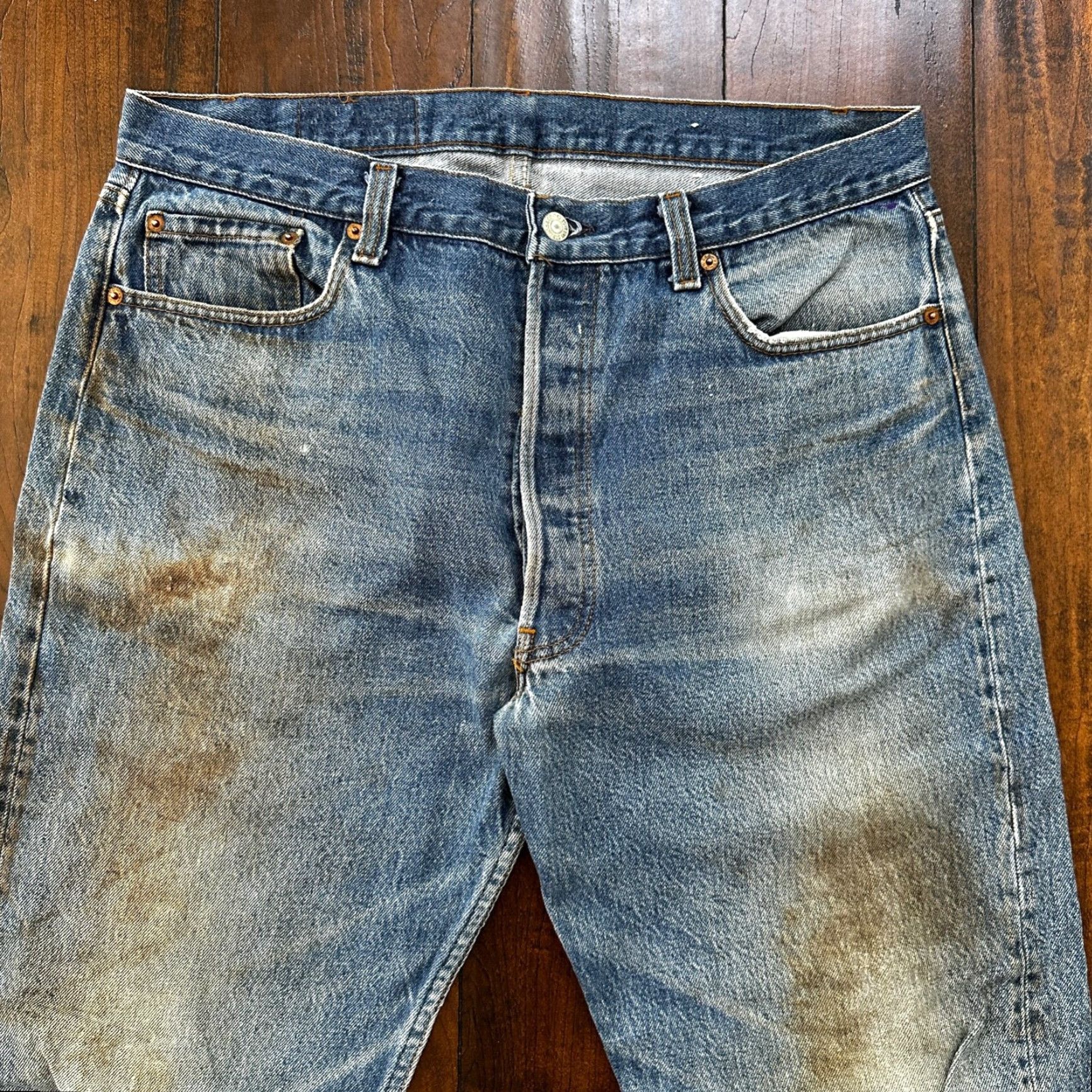 Levi's VINTAGE Levi's 501 Jeans 38x36 Blue Light Wash Straight Fit 90s Mens Size US 38 / EU 54 - 2 Thumbnail