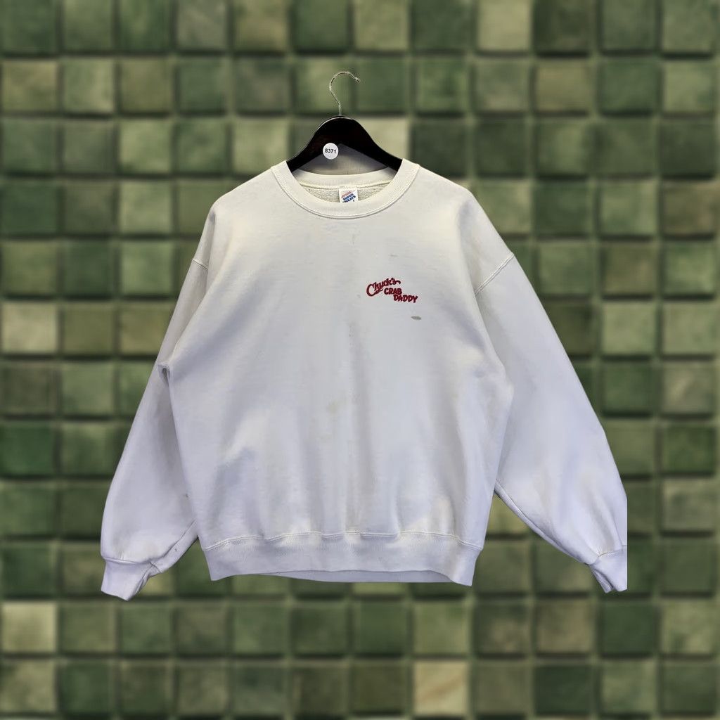 Jerzees VINTAGE Jerzees 1990s Chucks Crab Daddy Ocean City Maryland Mens Sweatshirt-L White Cotton Blend Size US L / EU 52-54 / 3 - 1 Thumbnail