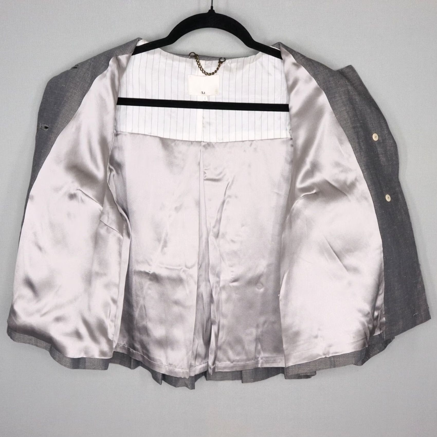 3.1 Phillip Lim 3.1 Phillip Lim Blazer Womens Size 0 Gray Wool Linen Tweed Cropped Office Oversized Button Pockets Jacket Short Solid Pattern Women's Size XS / US 0-2 / IT 36-38 - 5 Thumbnail