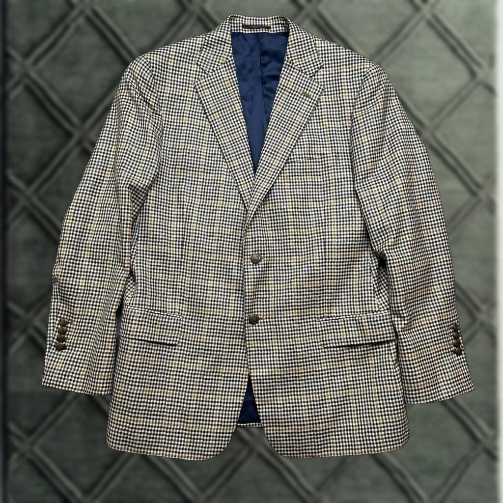 J. Hilburn Loro Piana Blazer 42R Plaid Wool Coat Suit Italy Portugal