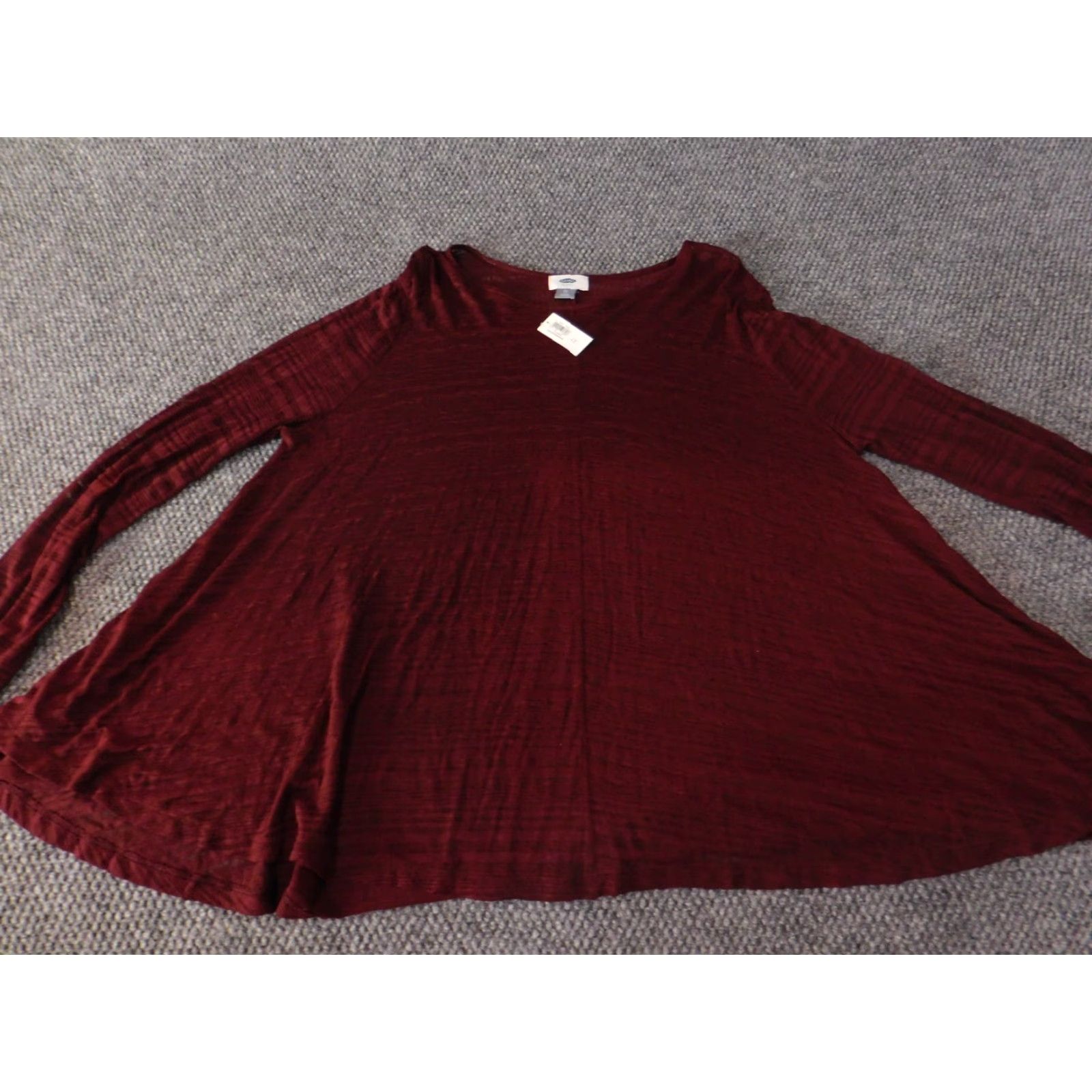 Old Navy Old Navy Blouse Shirt Womens XL Red Round Neck Long Sleeve Pullover Sheer Peplum Casual Classic Fit Regular Fashion Size XL / US 12-14 / IT 48-50 - 2 Thumbnail