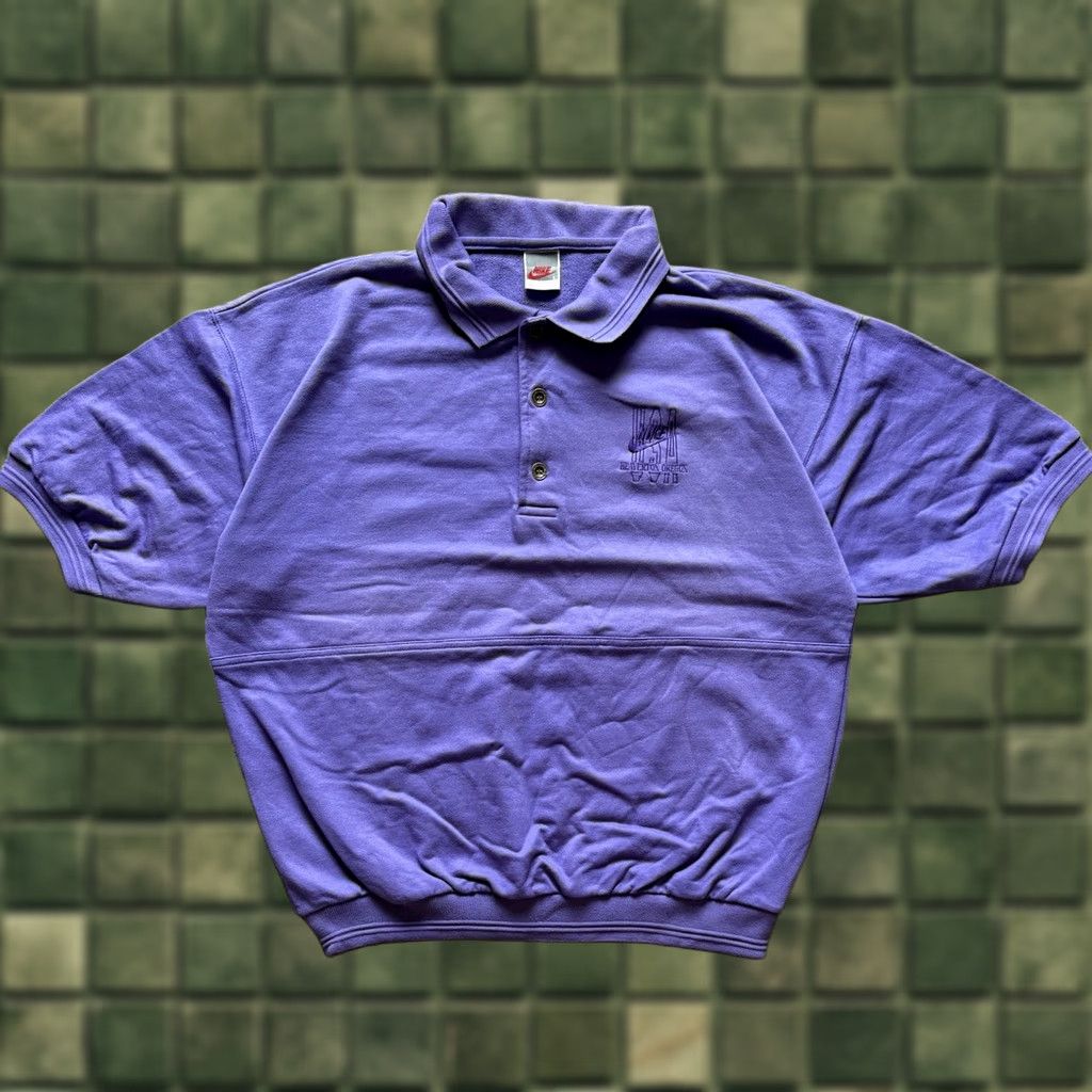 Nike VINTAGE Nike Polo Shirt L Purple USA 80s 90s Beaverton Oregon Mens Size US L / EU 52-54 / 3 - 1 Thumbnail