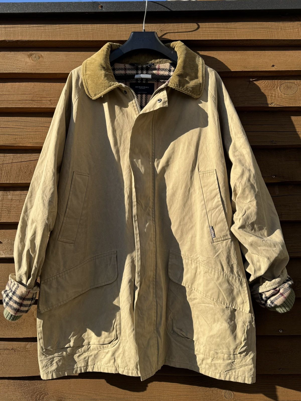 Burberry Vintage 90s Burberry London Beige Quilted Jacket Waxed Size US XL / EU 56 / 4 - 2 Thumbnail