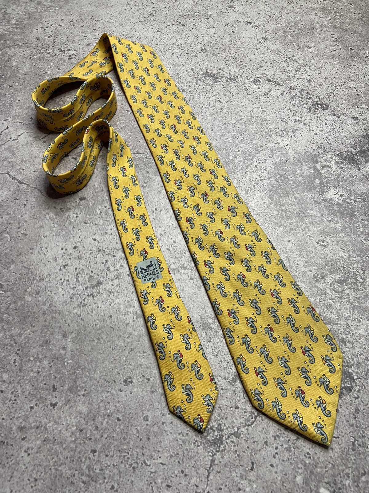 Hermes Hermes 100% silk Tie Seahorse Jockey France Size ONE SIZE - 1 Thumbnail