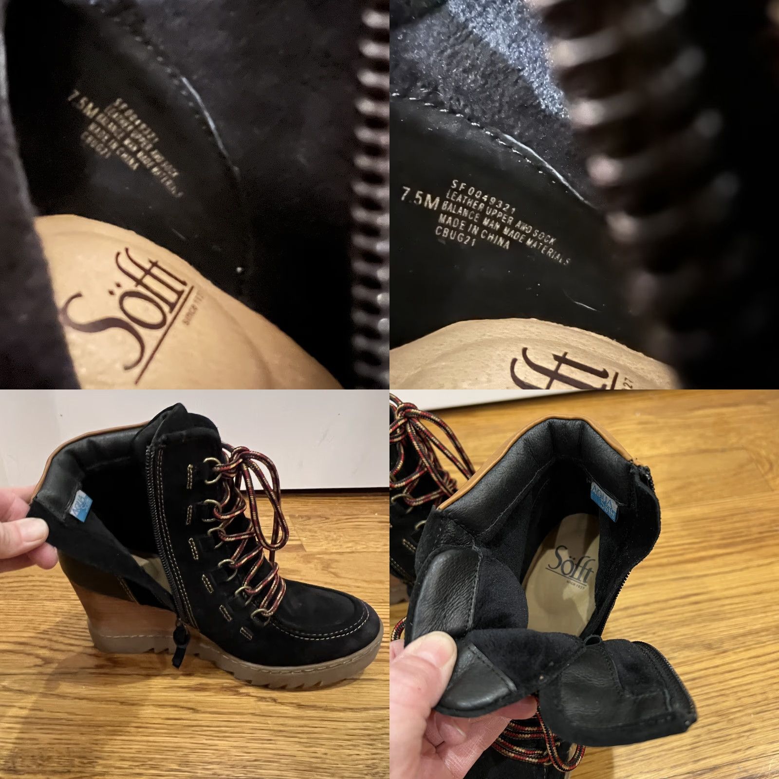 Vintage VINTAGE No Brand Womens Bootie Size 7.5M Black Leather Suede Wedge Casual Fall Winter Size US 7.5 / IT 37.5 - 8 Thumbnail