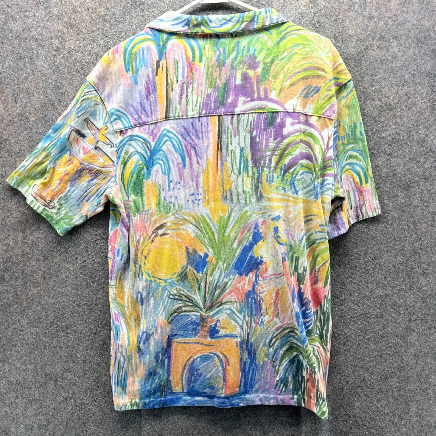 Zara Zara Shirt Mens Large Green Short Sleeve Button Down Palm Tree Tropical Art RARE Size US L / EU 52-54 / 3 - 2 Thumbnail