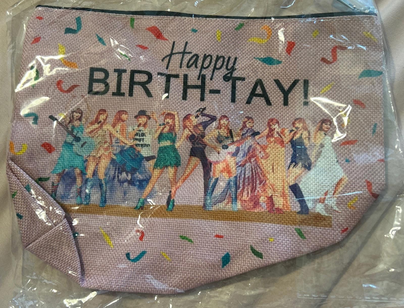 Designer Taylor Swift Swiftie Happy Birth-Tay! Cosmetic Makeup Bag Size ONE SIZE - 2 Thumbnail
