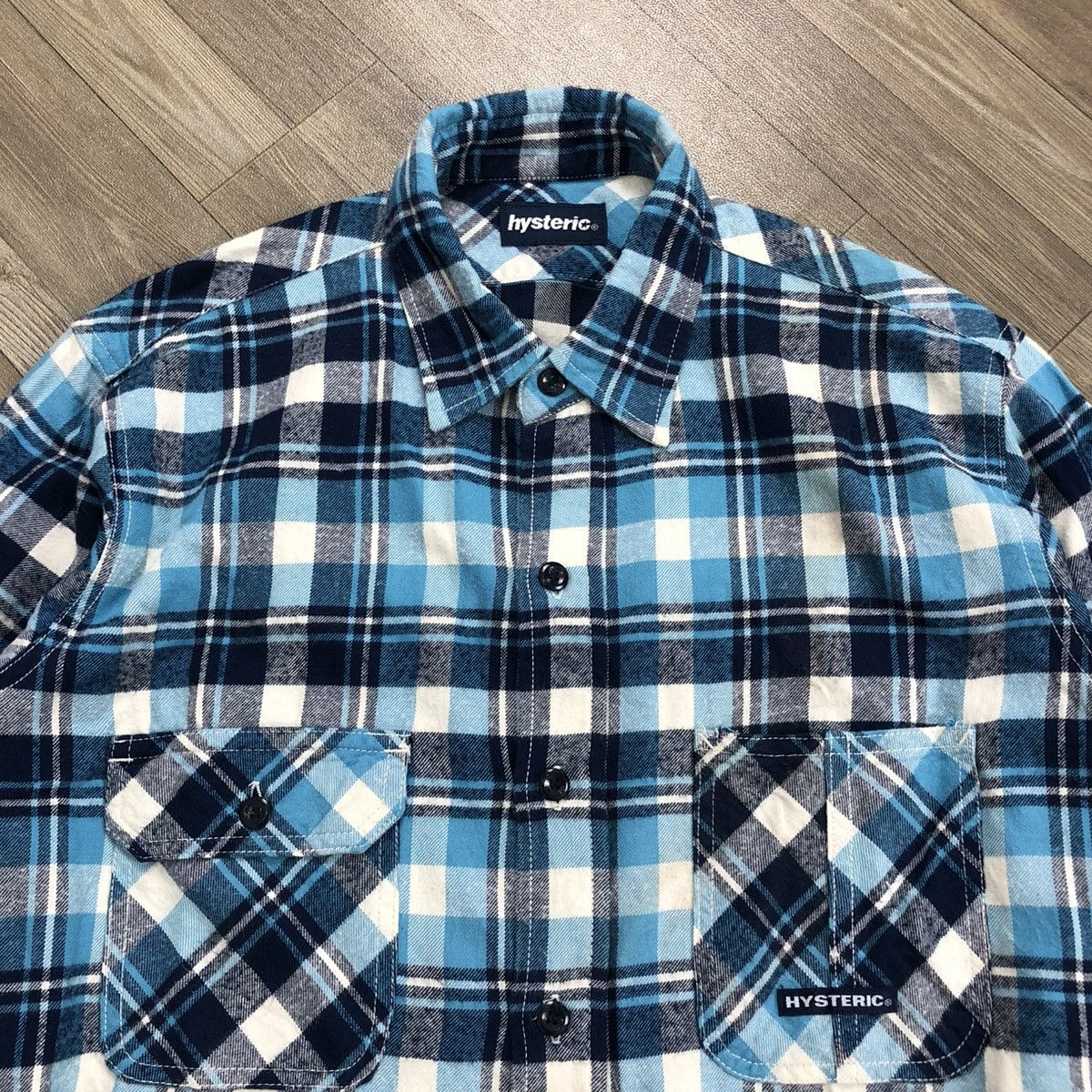 Hysteric Glamour × Japanese Brand × Vintage 2000s Hysteric Glamour Blue/White Plaid Flannel Shirt Size US L / EU 52-54 / 3 - 3 Thumbnail
