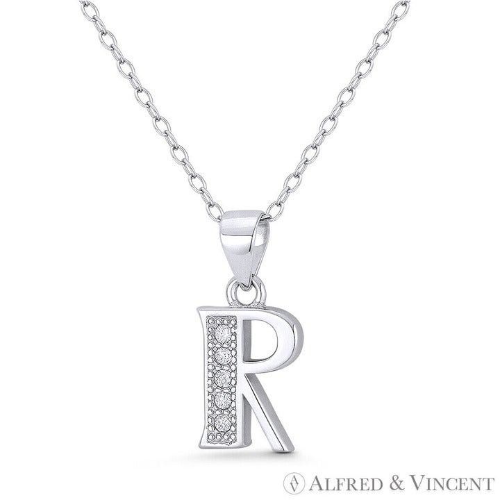 Other Initial Letter "R" Block Script CZ Crystal Pendant Size ONE SIZE - 1 Preview