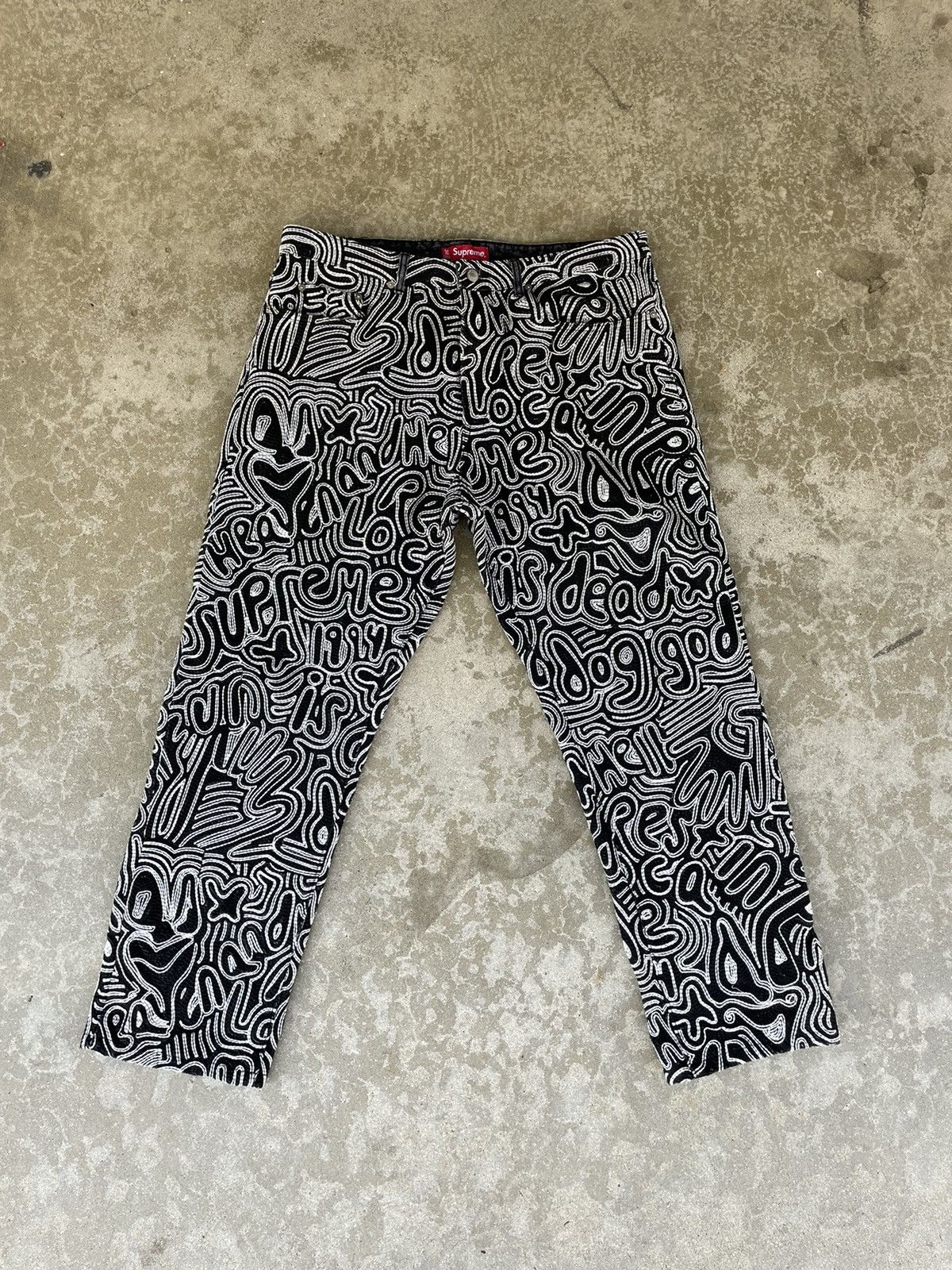 image of Supreme Spring/summer 2022 Embroidered Denim Jeans in Black, Men's (Size 38)