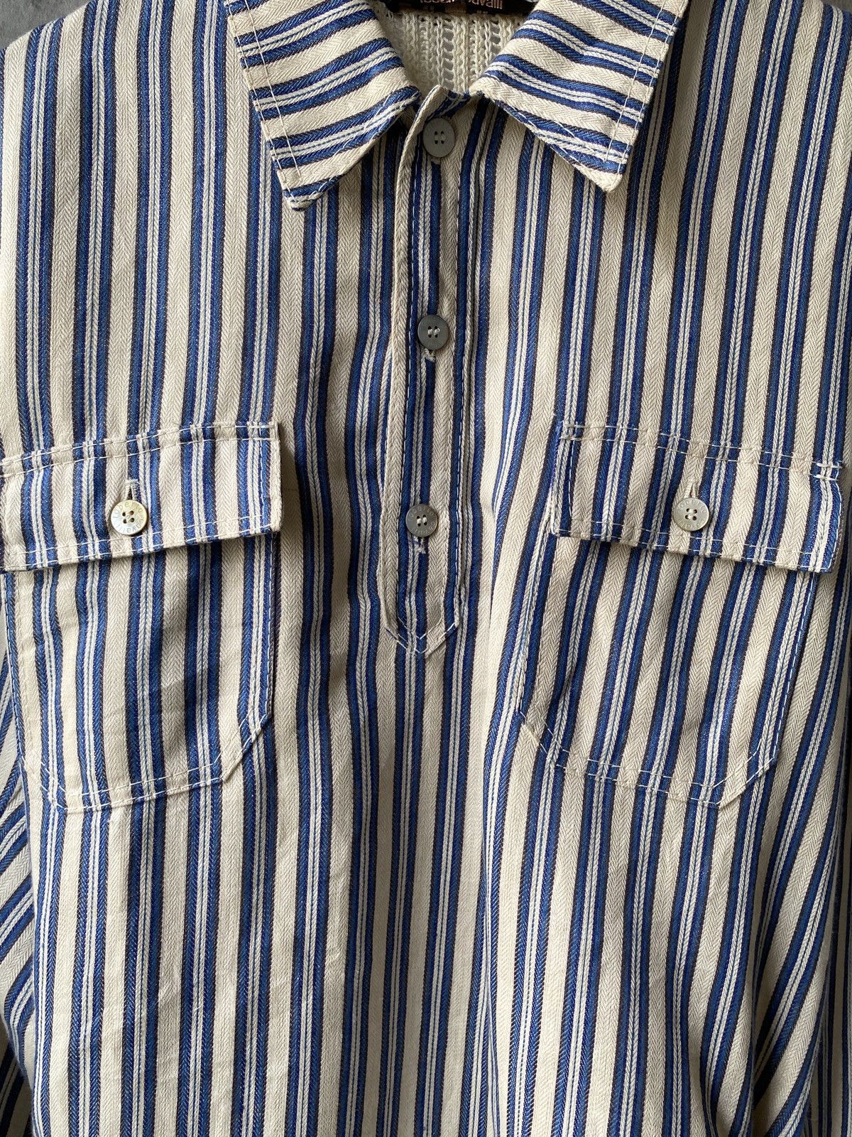 Just Cavalli Roberto Cavalli Hybrid Design Pinstriped Shirt Size US L / EU 52-54 / 3 - 9 Thumbnail