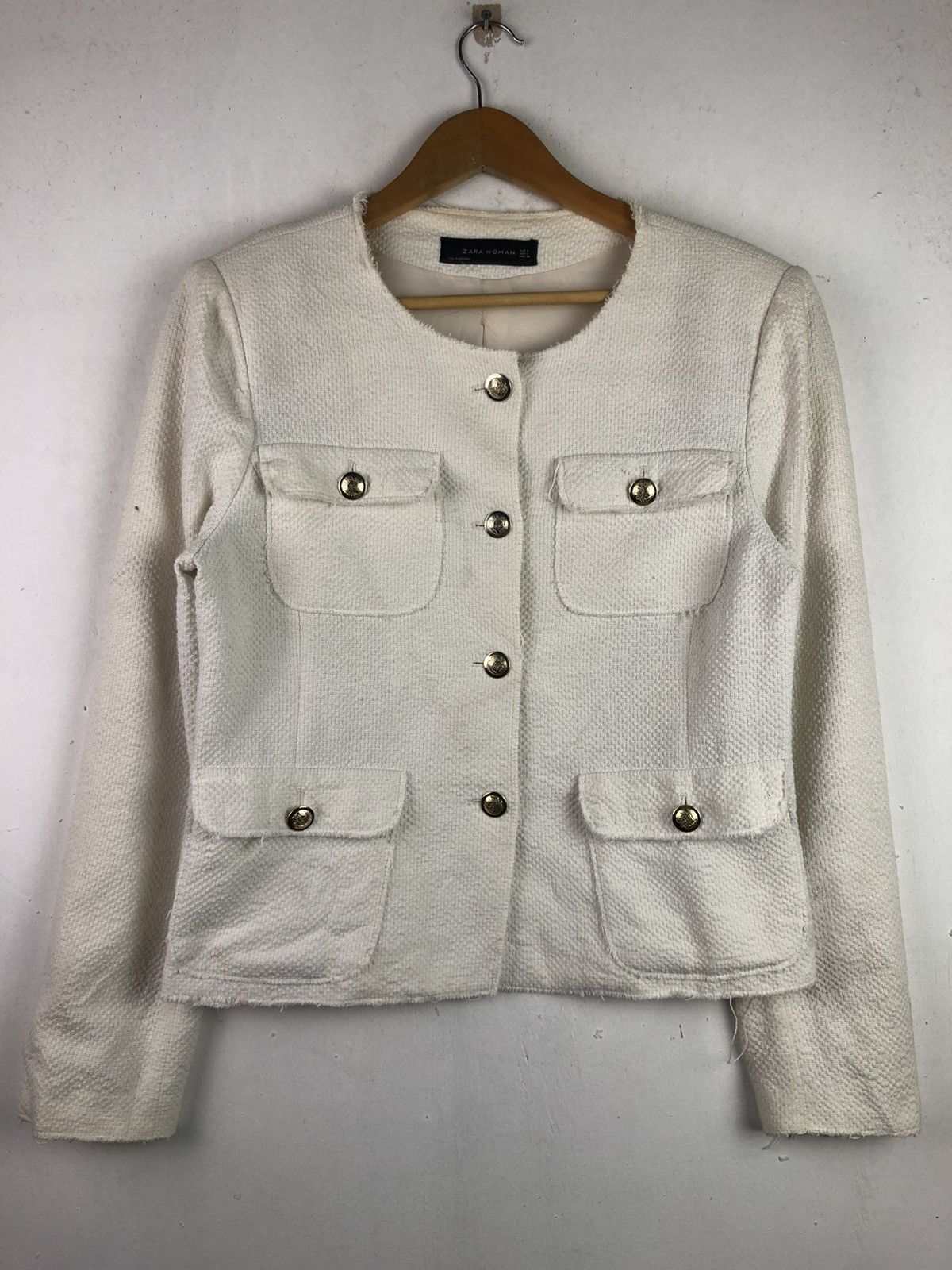 Zara Gold Button Textured Jacket