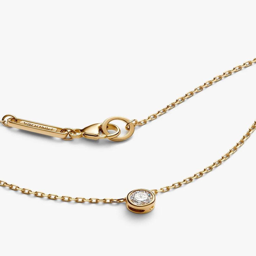 pandora Pandora 14K Gold Lab Diamond Necklace 0.15ct Bezel Pendant Size ONE SIZE - 8 Thumbnail