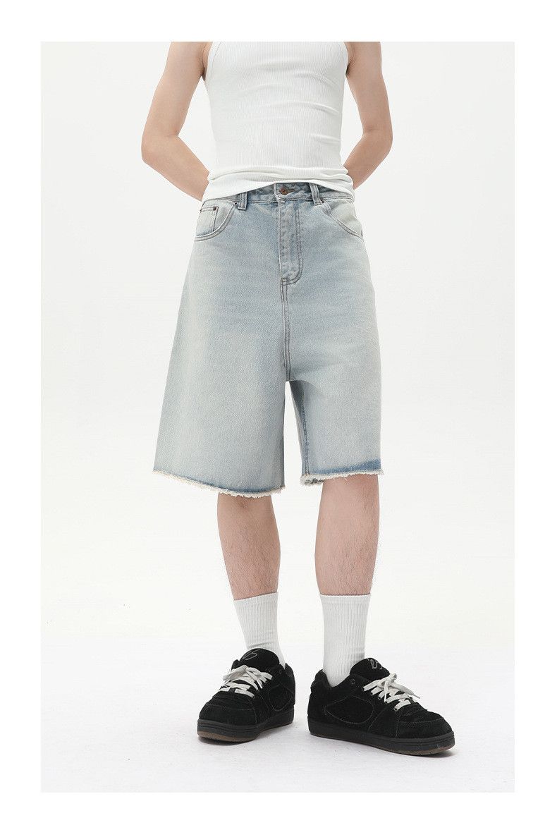 Japanese Brand × Jean Distressed vintage loose straight-leg men's denim shorts Size US 32 / EU 48 - 3 Thumbnail