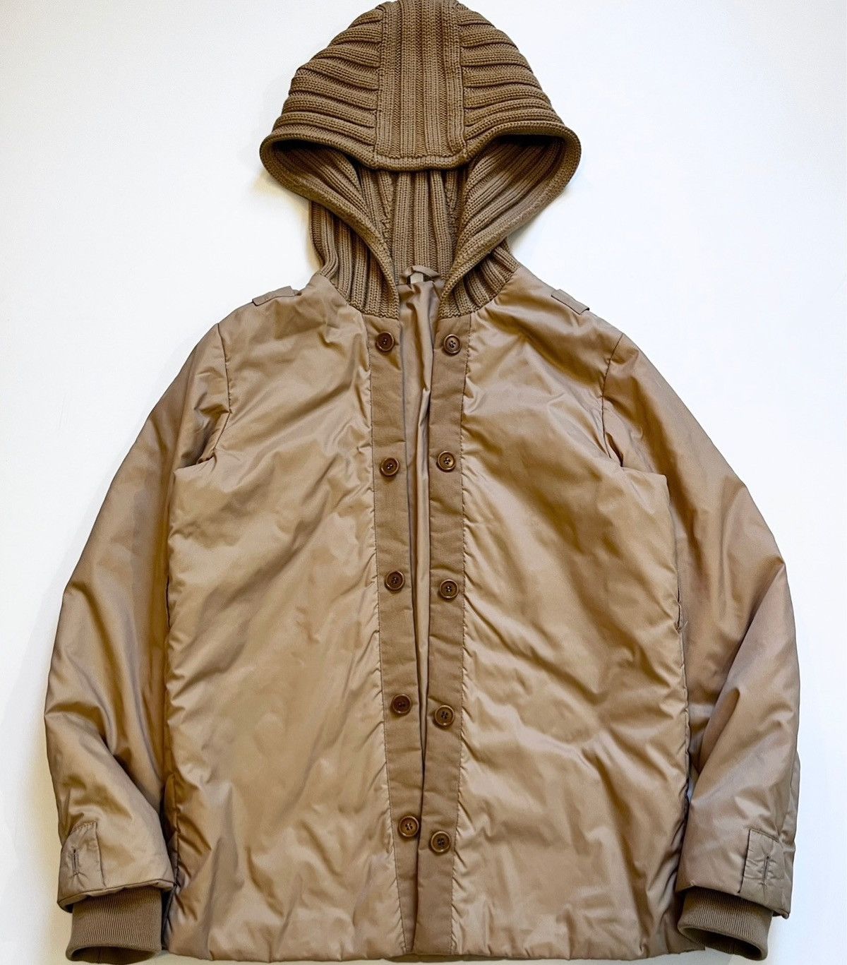 Helmut Lang AW04 Helmut Lang knit hood double-layer bomber/parka jacket Size US L / EU 52-54 / 3 - 2 Thumbnail
