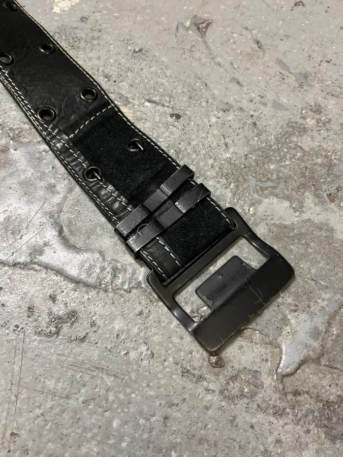 Vintage 2000s Plein Sud Black Patchwork Leather Belt Size ONE SIZE - 6 Thumbnail