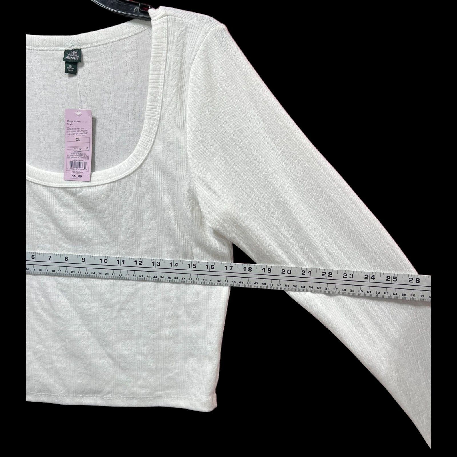 Other Wild Fable - Women's Long Sleeve Square Neck Pointelle T-Shi Size XL / US 12-14 / IT 48-50 - 4 Thumbnail