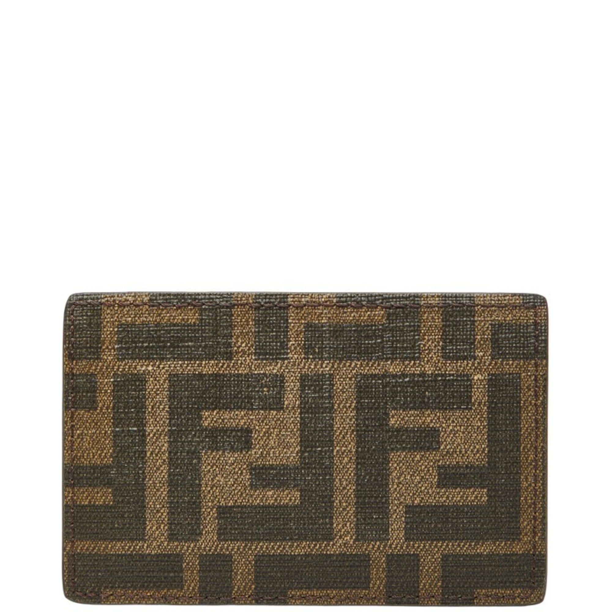 Fendi Fendi Zucca Business Card Case/Card Case/Pass Case 7AR911 Brown/Black Leather Women's FENDI Size ONE SIZE - 1 Thumbnail