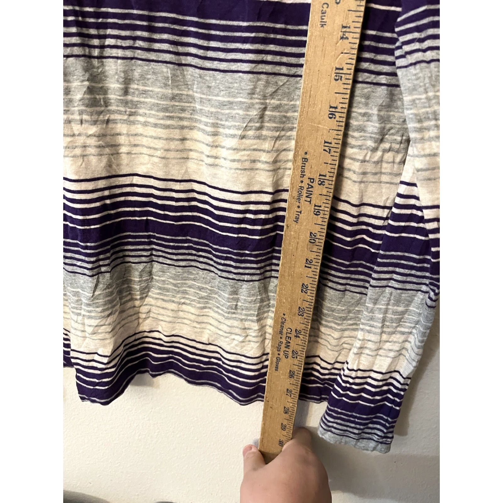 Old Navy Old Navy T Shirt Women XL Cotton Purple Gray Scoop Neck Pullover Long Sleeve Striped Basic Casual Workwear Dress up Size XL / US 12-14 / IT 48-50 - 4 Thumbnail