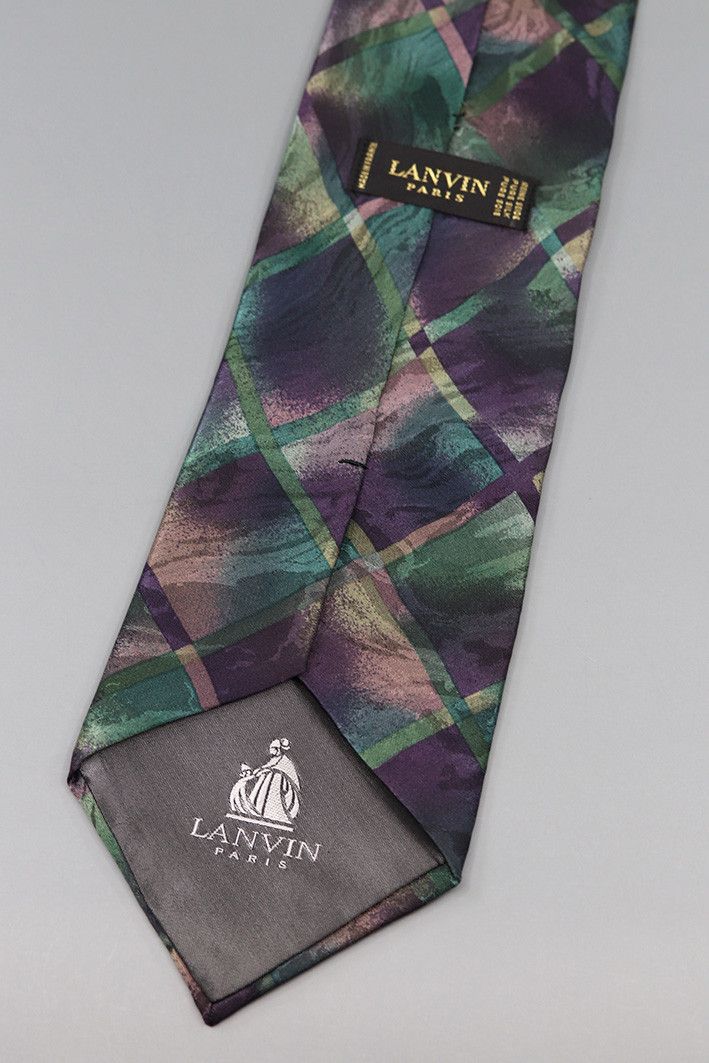Lanvin Lanvin Paris Abstract Plaid Silk Tie Size ONE SIZE - 2 Thumbnail