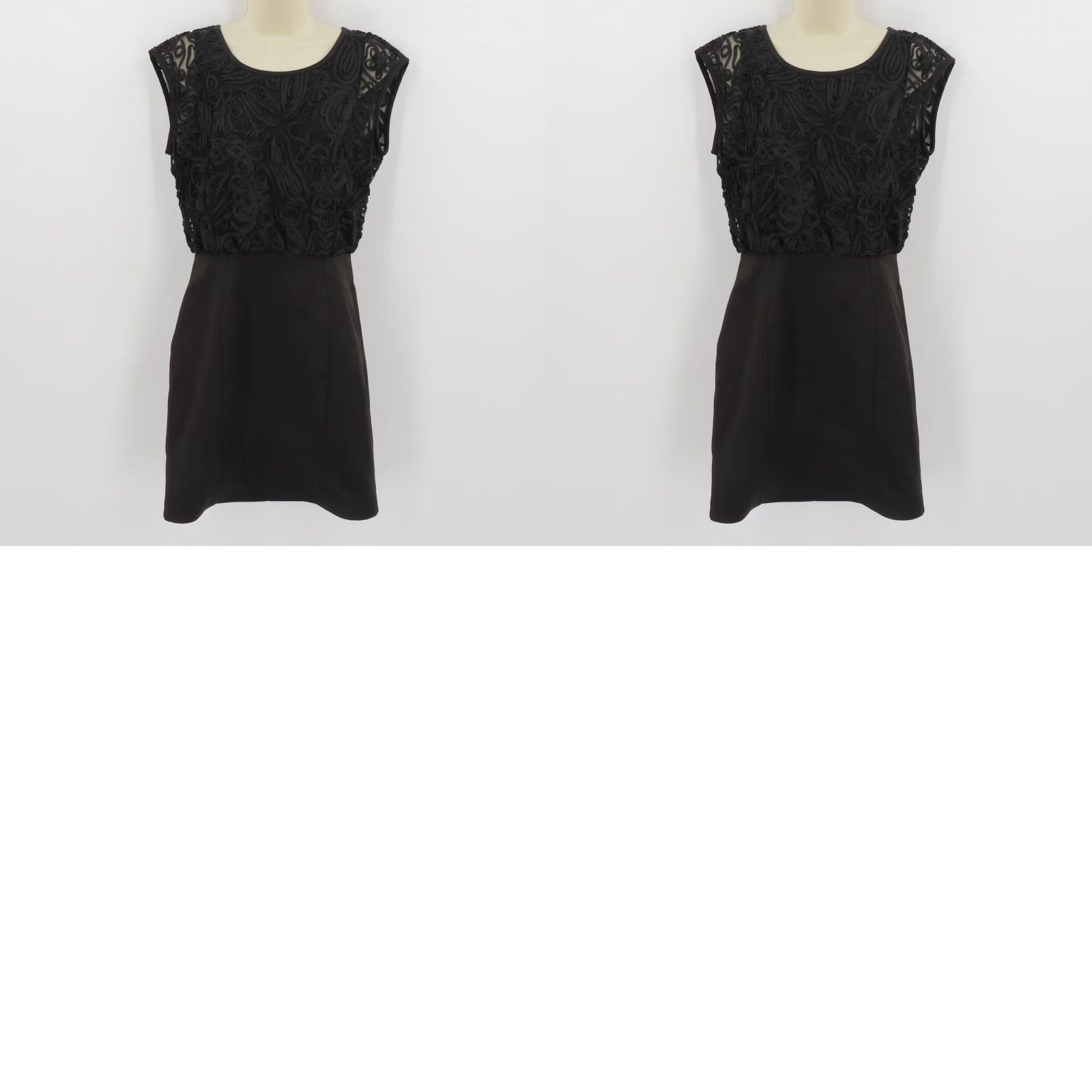 Vintage Andrew Marc New York Women Dress Sheath 8 Black Ribbon Swirl Sleeveless Cocktail Dress Knee Length Size M / US 6-8 / IT 42-44 - 8 Thumbnail