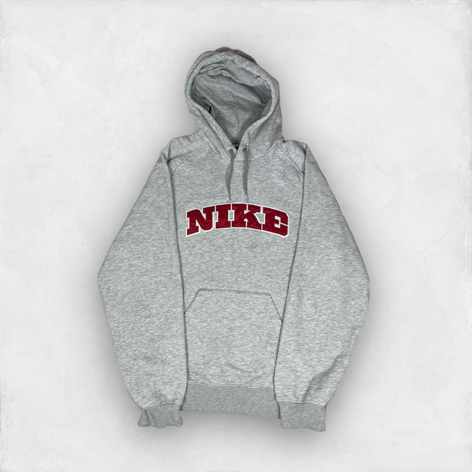 Nike × Vintage Nike Men's Heather Gray Cotton Spellout Fleece Hoodie Medium Size US M / EU 48-50 / 2 - 1 Thumbnail