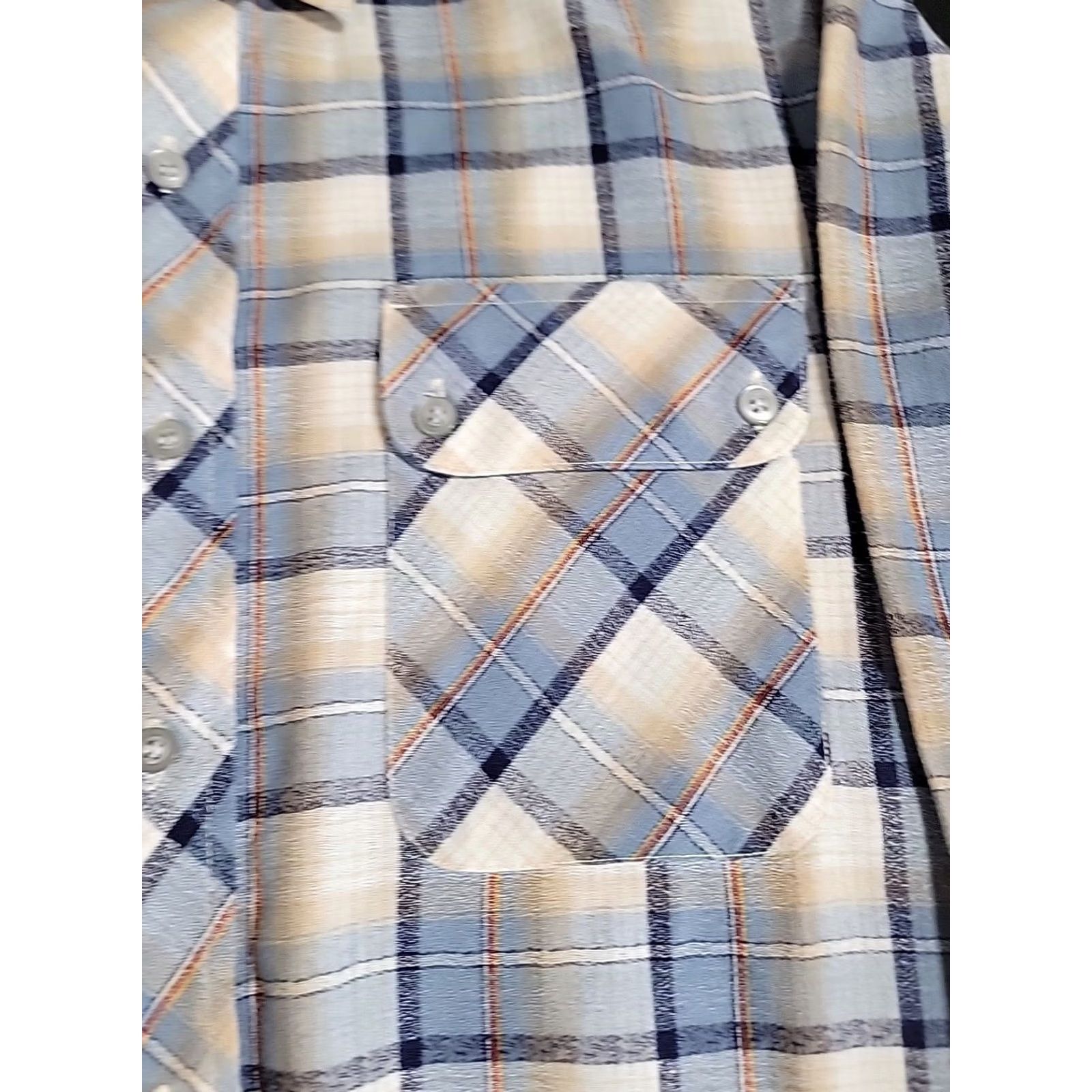 Vintage VINTAGE Kennington Shirt Button Front Long Sleeve Mens Blue/Brown Plaid Large 70s Size US L / EU 52-54 / 3 - 6 Thumbnail