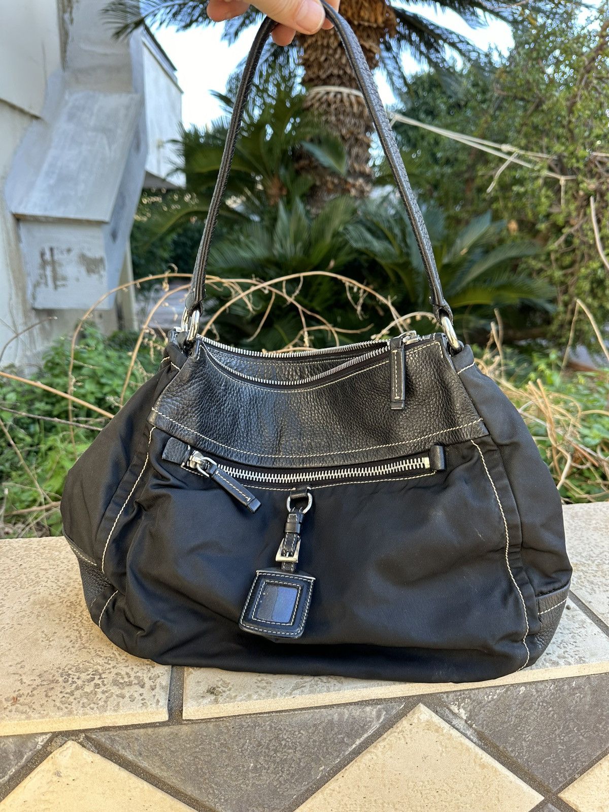 Prada Prada Black Shoulder Bag Leather Nylon Size ONE SIZE - 9 Thumbnail