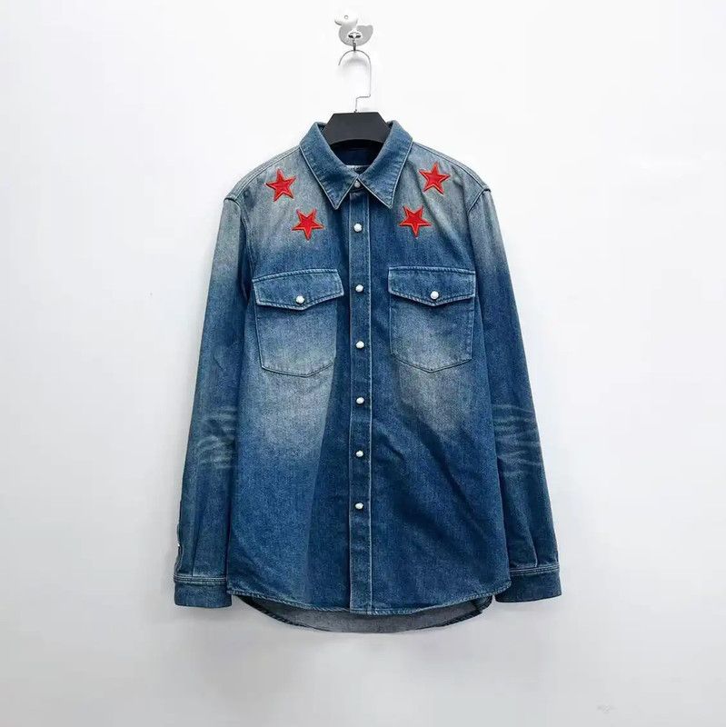 Givenchy Light Blue Denim Long Sleeve Shirt 0089