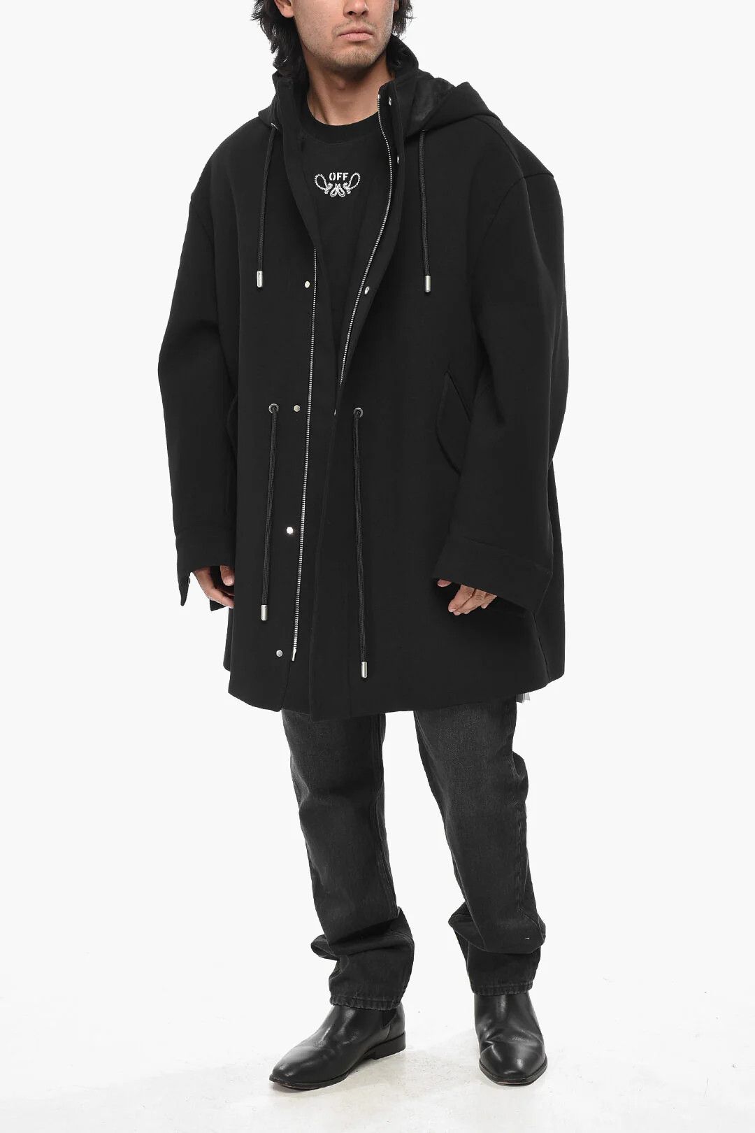 Off-White og1mm0426 Wool Parka in Black Size US L / EU 52-54 / 3 - 4 Thumbnail