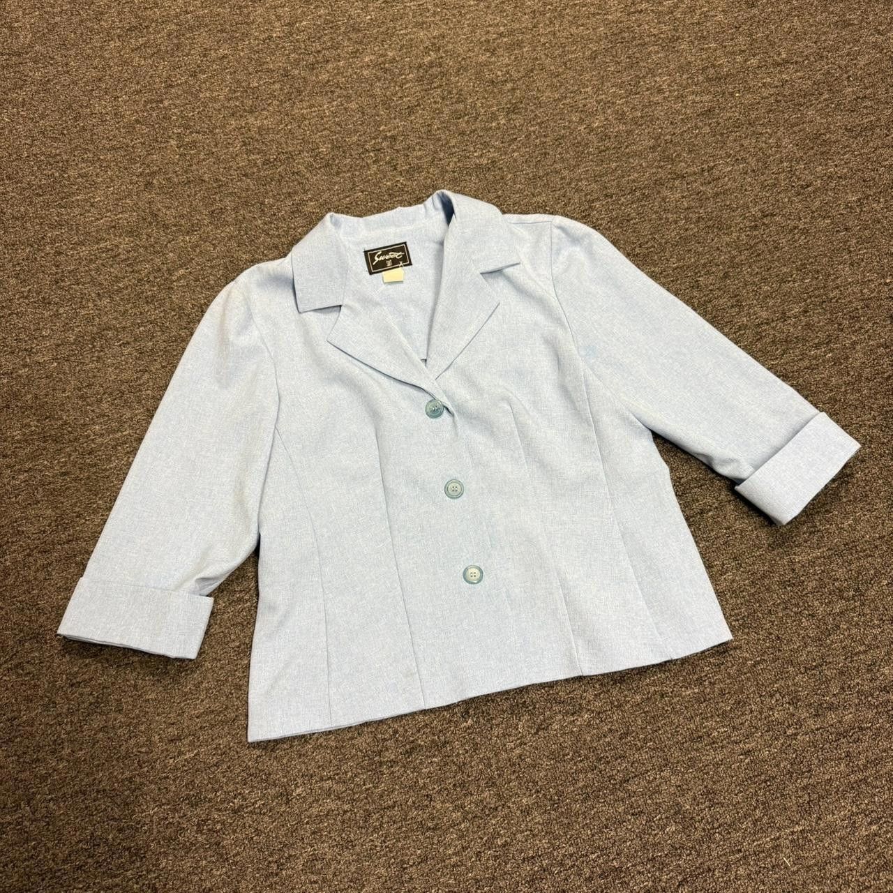 Designer Vintage Blue Crop Blazer Size XL / US 12-14 / IT 48-50 - 2 Thumbnail