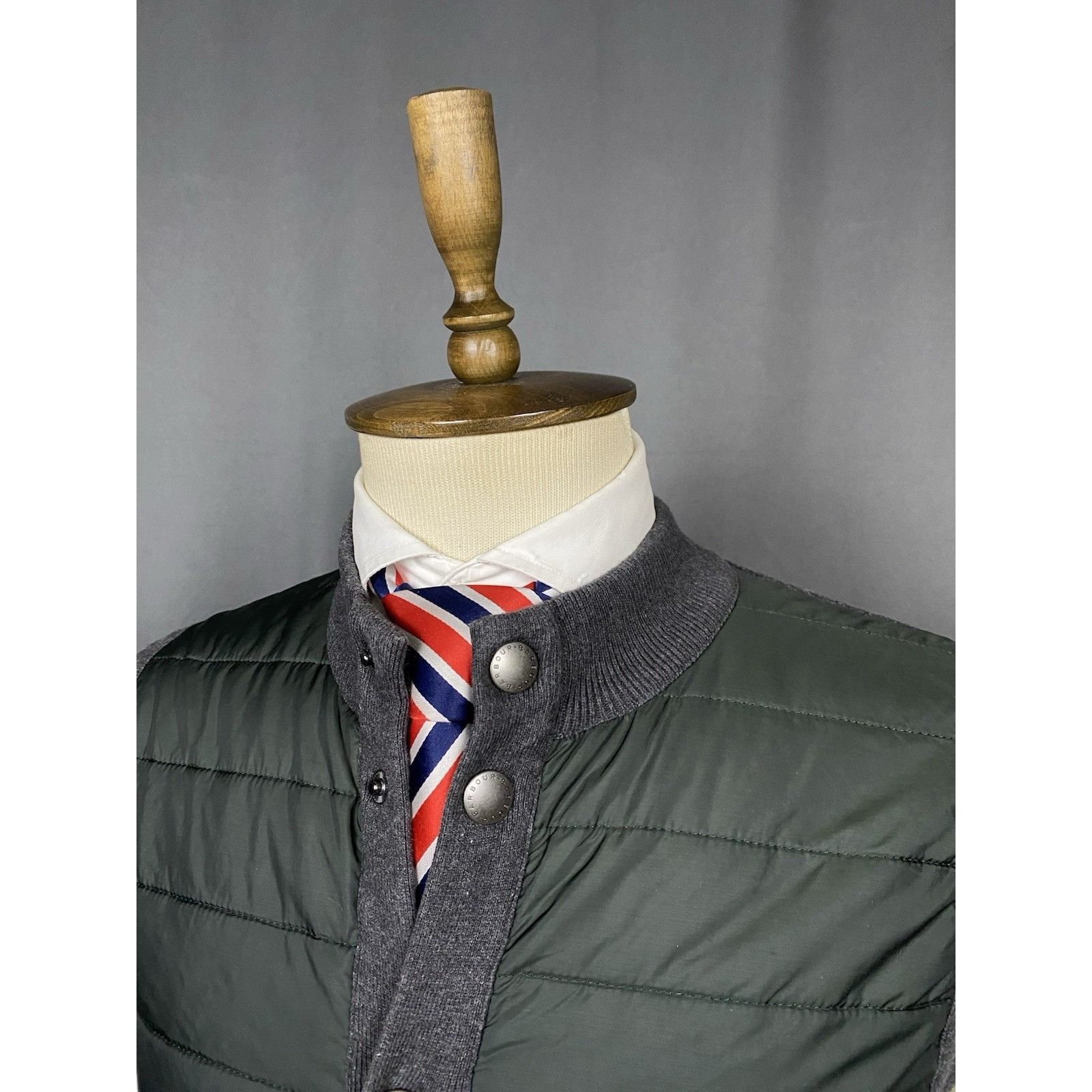 Barbour Barbour Men's Green Gray Quilted Padded Vest Gilet Size M Size US M / EU 48-50 / 2 - 5 Thumbnail