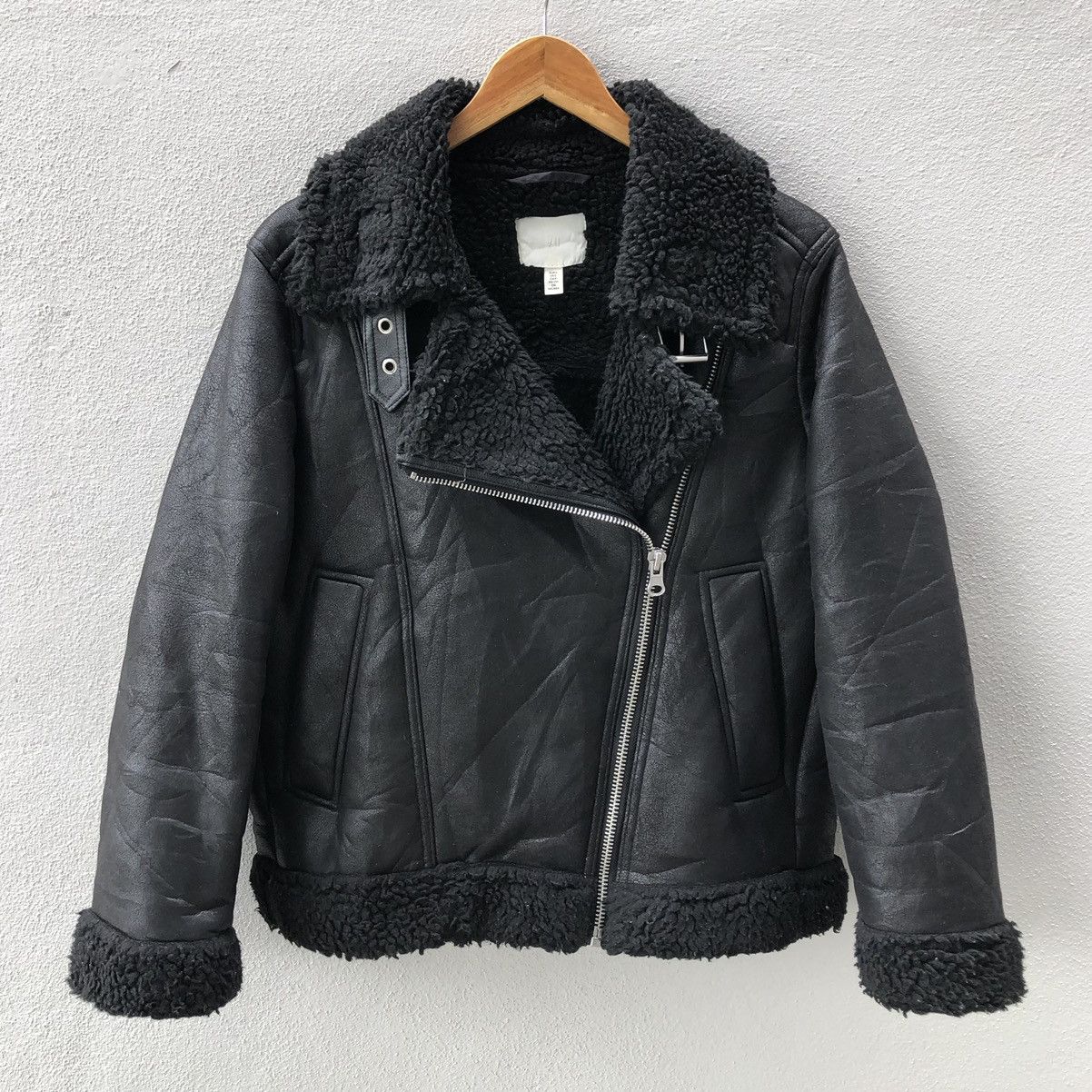 Japanese Brand H&M Double Collar Lined Fleece Black Jacket Size US S / EU 44-46 / 1 - 1 Thumbnail
