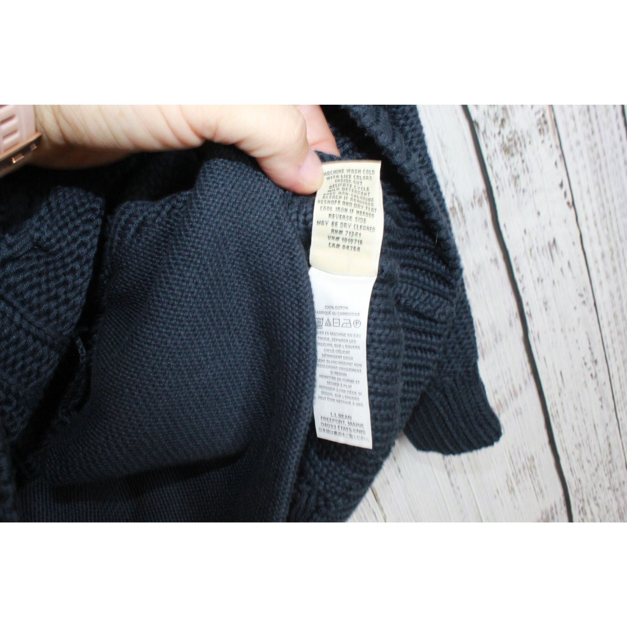 L.L. Bean LL Bean Women’s Double L Navy Cable Funnelneck Sweater Size L / US 10 / IT 46 - 5 Thumbnail