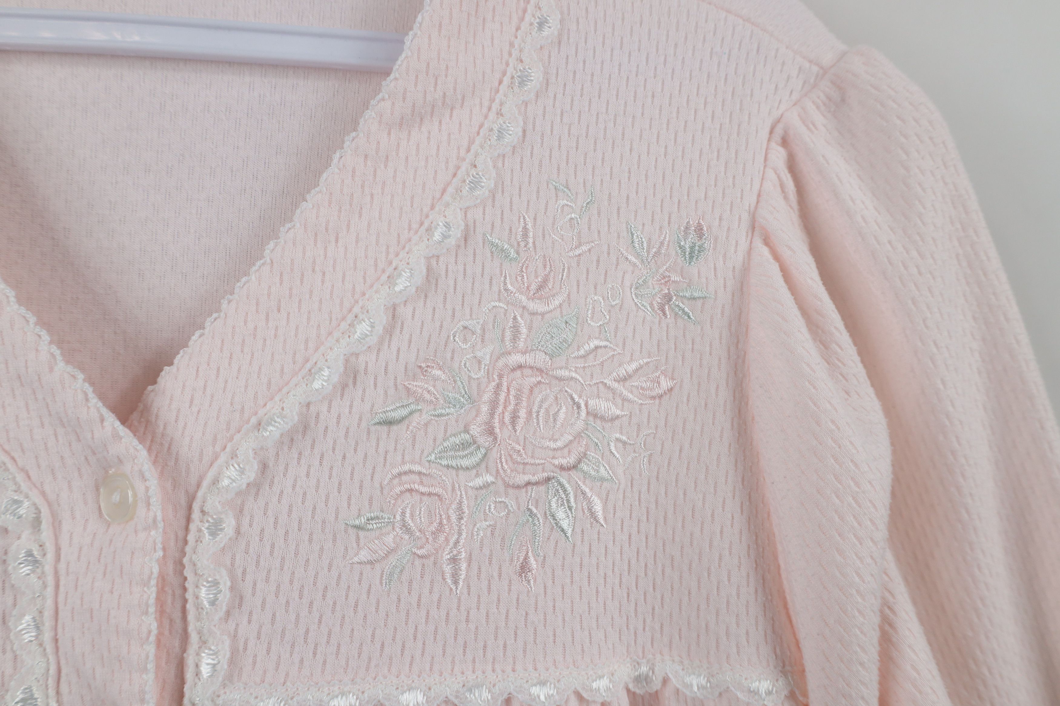 Vintage Vintage 90s Miss Elaine Flower Lace Long Sleeve Night Gown Size M / US 6-8 / IT 42-44 - 6 Thumbnail