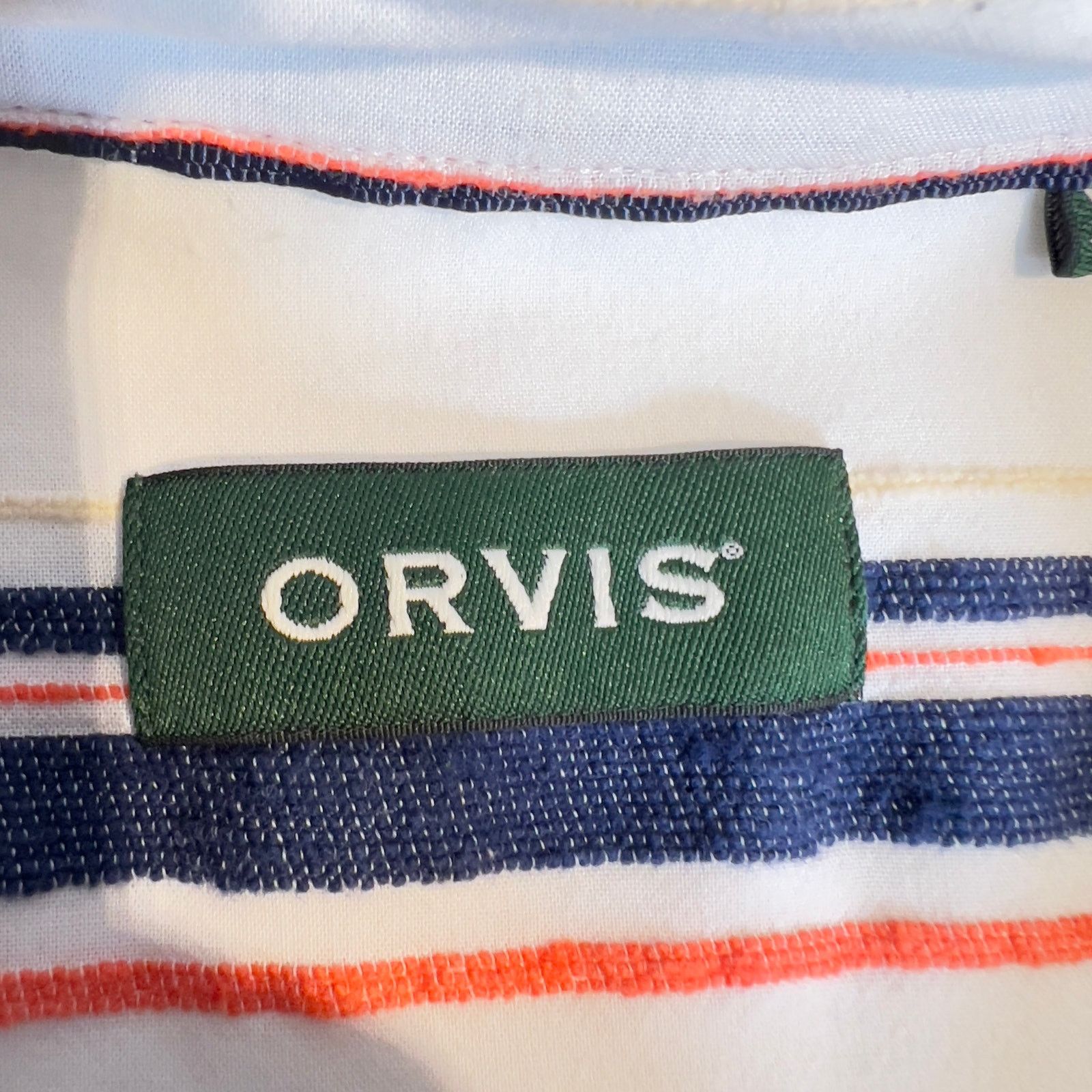 Orvis Orvis Button Shirt Men's XXL White Blue Orange Stripe Size US XXL / EU 58 / 5 - 4 Thumbnail