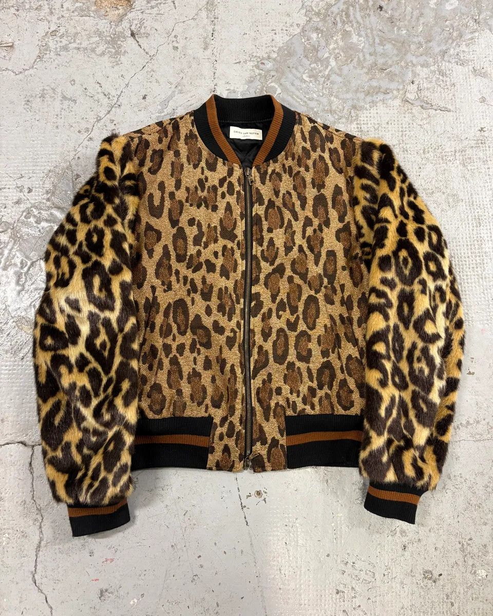 Dries Van Noten Dries Van Noten Hybrid Leopard Camel Bomber Jacket Size XS / US 0-2 / IT 36-38 - 1 Thumbnail