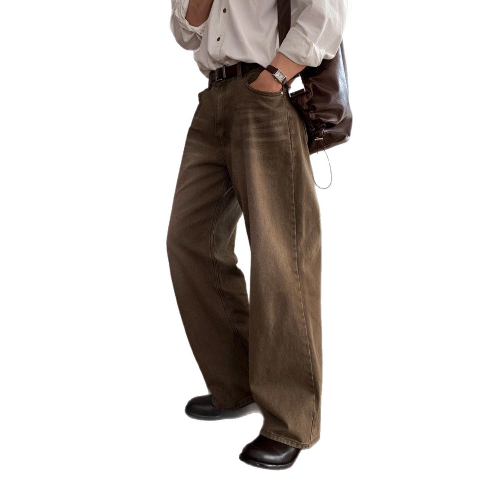 Vintage Brown Wide Leg Casual Pants, Relaxed Fit Trousers Size US 32 / EU 48 - 2 Thumbnail