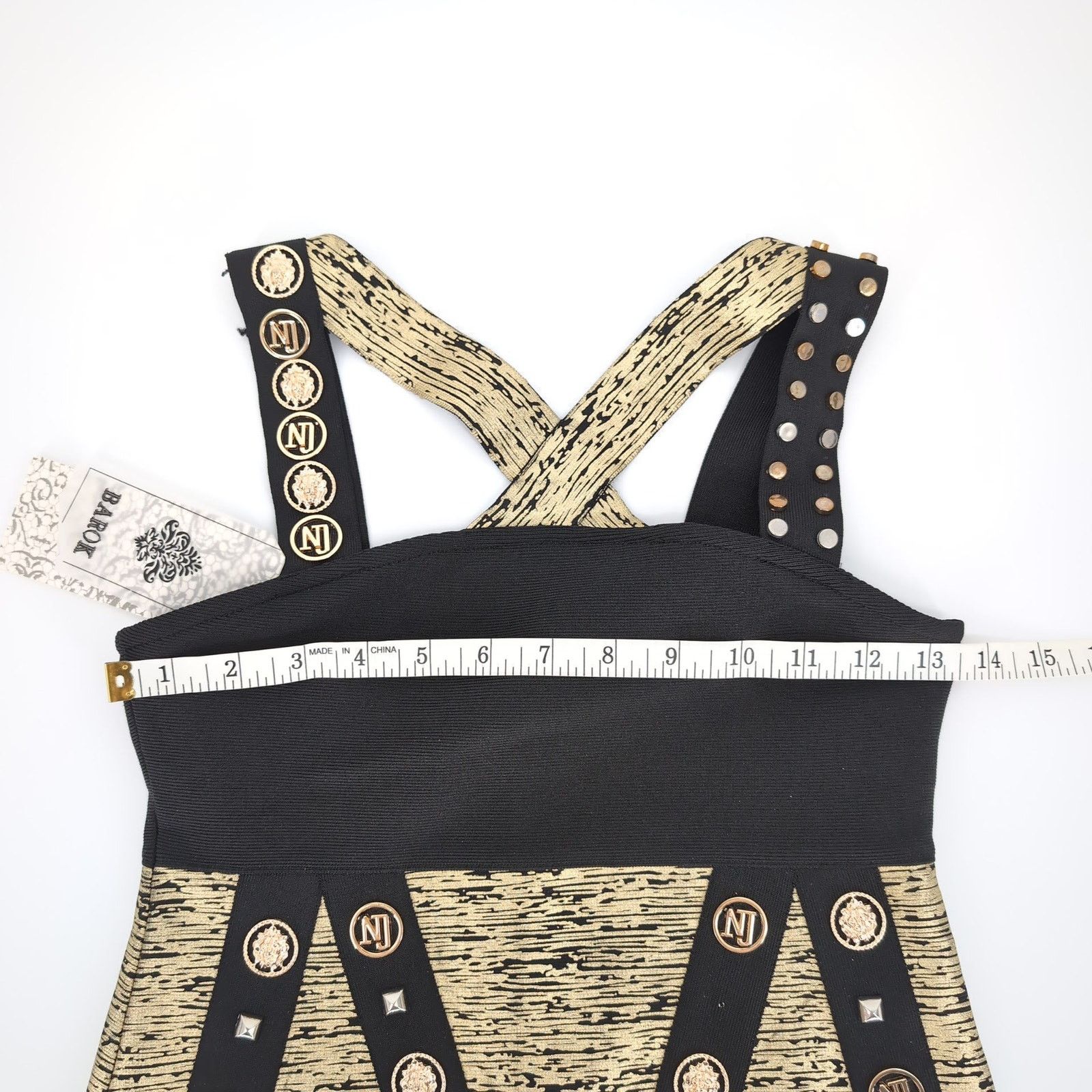 Other Barok Paris NJ Couture Black Gold NWT A Line Mini Dress Sz S Size S / US 4 / IT 40 - 9 Thumbnail