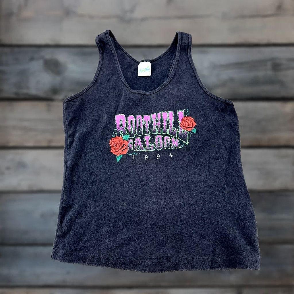 Vintage VINTAGE Boothill Saloon Shirt Womens M Black Tank Top Rose 1994 Biker USA 90s Size M / US 6-8 / IT 42-44 - 1 Thumbnail
