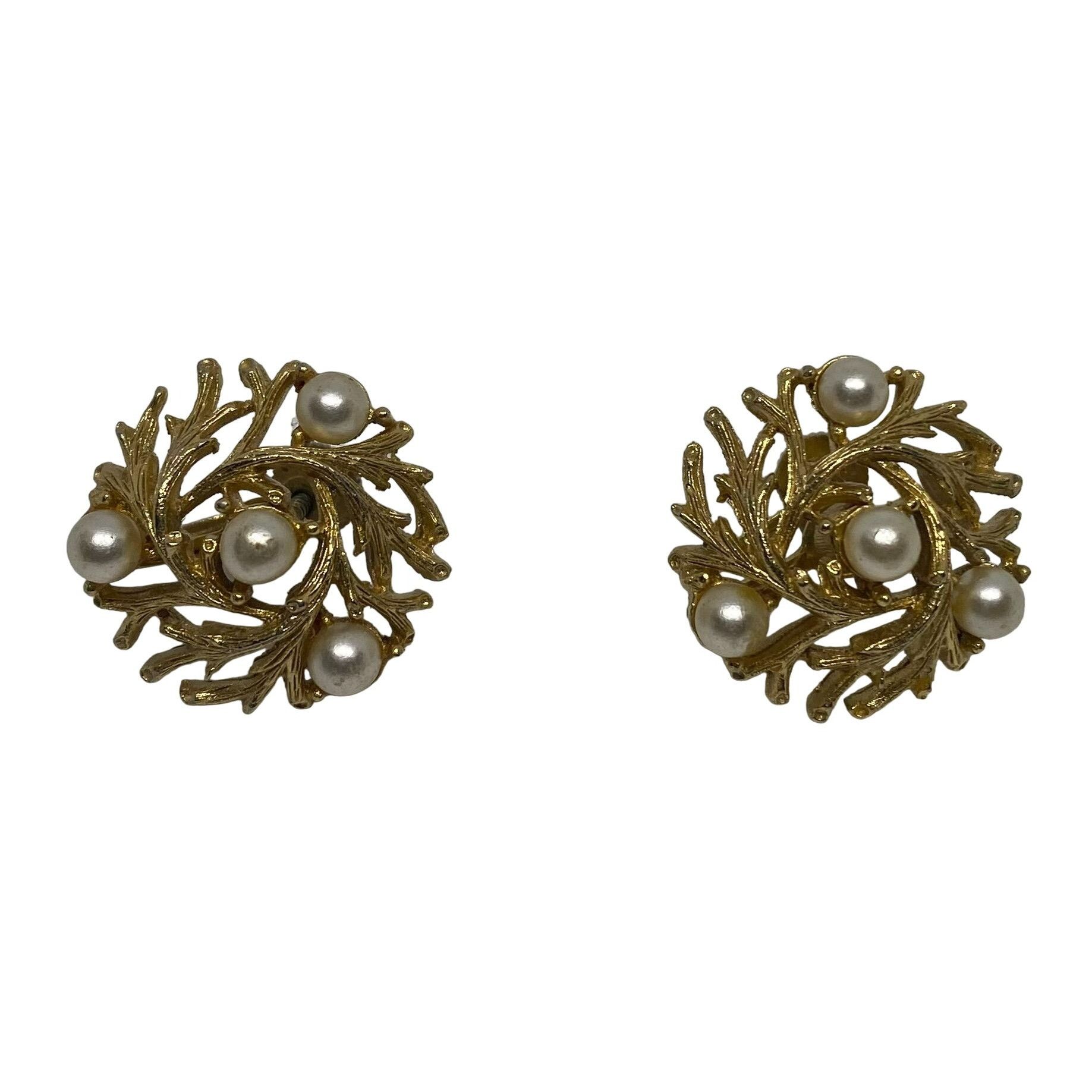 Other Vintage Signed Lisner 1950s Gold-Tone Faux Pearl Screw Back Size ONE SIZE - 1 Thumbnail