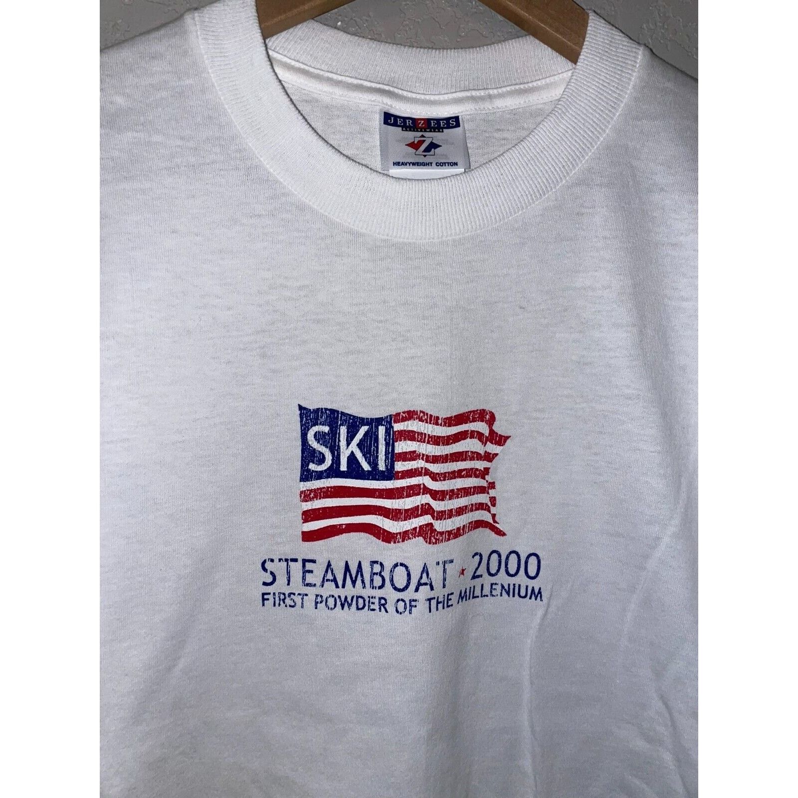 Jerzees Steamboat First Powder Of The Millennium Ski White L Shirt Size US L / EU 52-54 / 3 - 2 Thumbnail