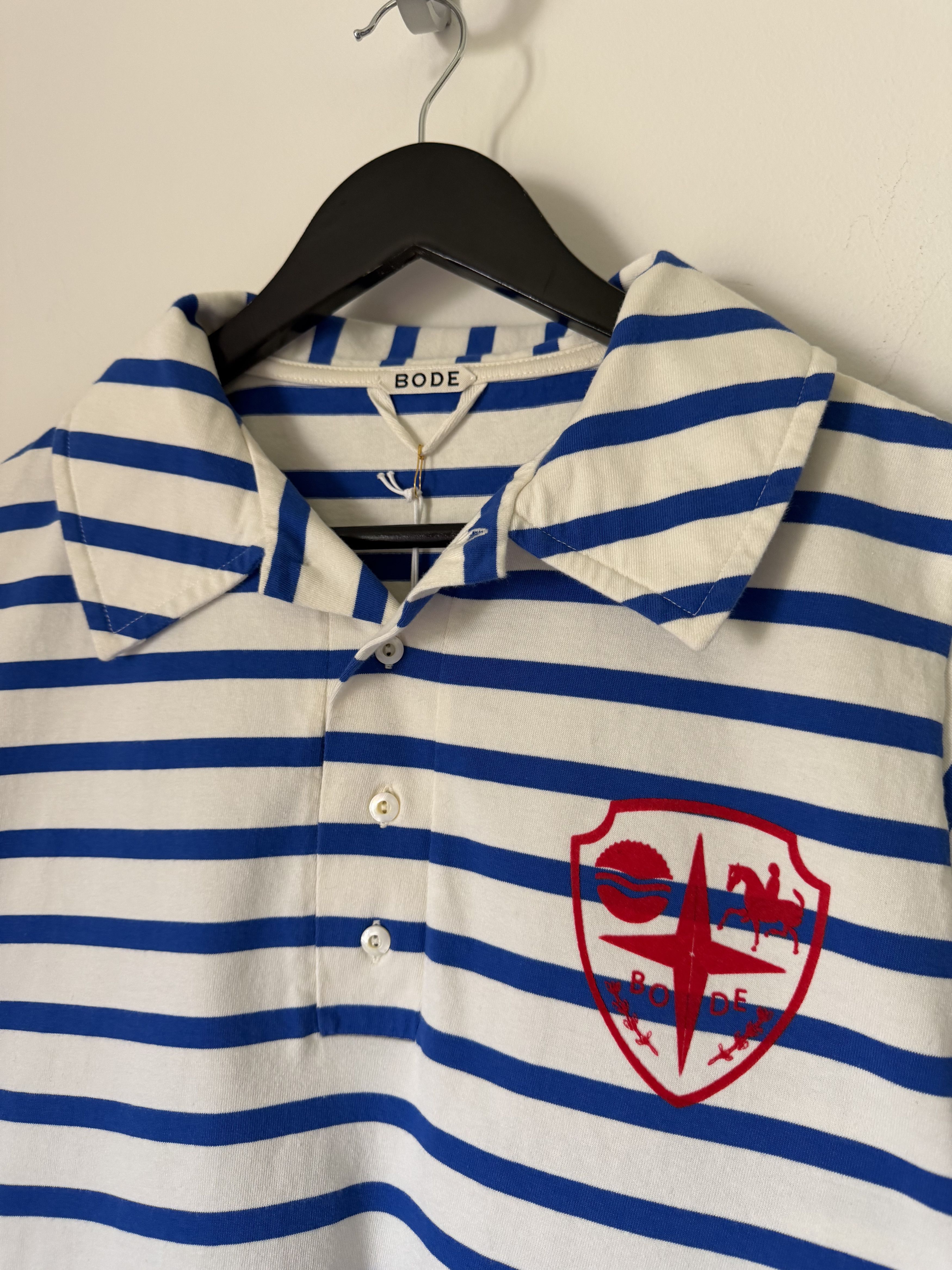 Bode Bode Margate Polo in White Blue Size US M / EU 48-50 / 2 - 2 Thumbnail
